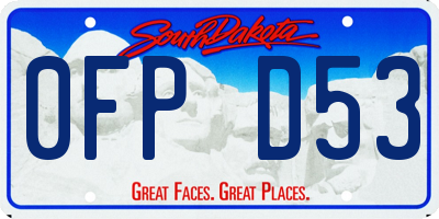 SD license plate 0FPD53