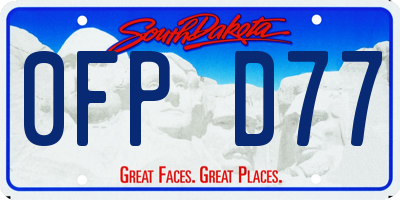 SD license plate 0FPD77