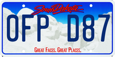 SD license plate 0FPD87