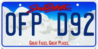 SD license plate 0FPD92