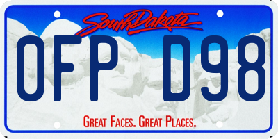SD license plate 0FPD98