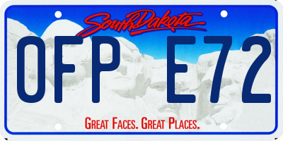 SD license plate 0FPE72