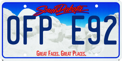 SD license plate 0FPE92