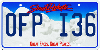 SD license plate 0FPI36
