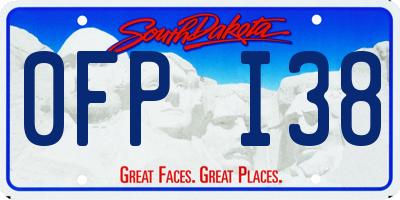 SD license plate 0FPI38