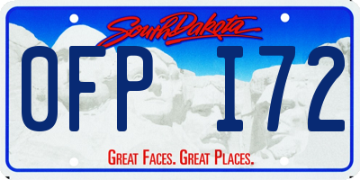 SD license plate 0FPI72