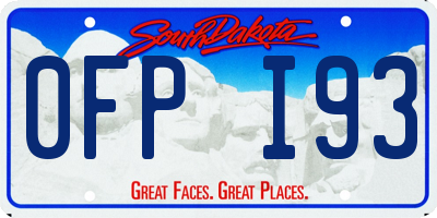 SD license plate 0FPI93