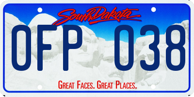 SD license plate 0FPO38
