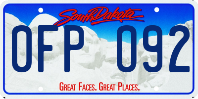 SD license plate 0FPO92