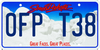 SD license plate 0FPT38