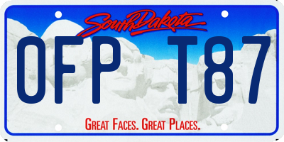 SD license plate 0FPT87