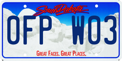 SD license plate 0FPW03