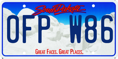 SD license plate 0FPW86