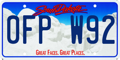 SD license plate 0FPW92