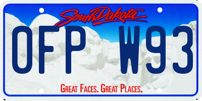 SD license plate 0FPW93