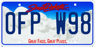 SD license plate 0FPW98