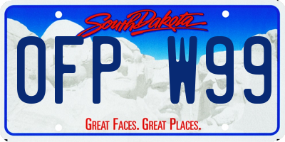 SD license plate 0FPW99