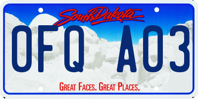 SD license plate 0FQA03