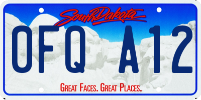SD license plate 0FQA12