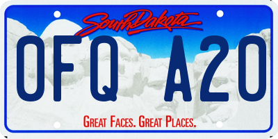 SD license plate 0FQA20