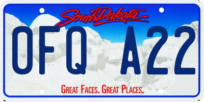 SD license plate 0FQA22