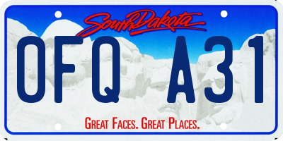 SD license plate 0FQA31