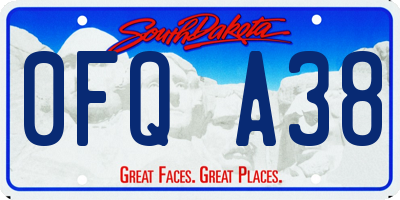 SD license plate 0FQA38