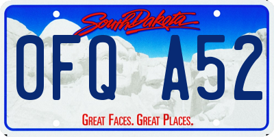 SD license plate 0FQA52