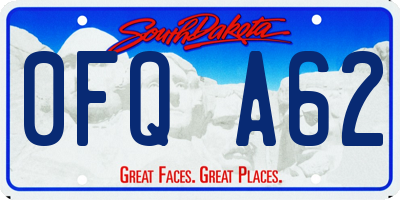 SD license plate 0FQA62