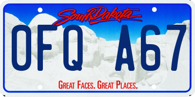 SD license plate 0FQA67