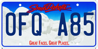 SD license plate 0FQA85