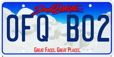 SD license plate 0FQB02