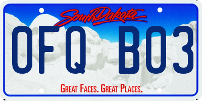 SD license plate 0FQB03