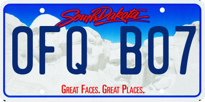 SD license plate 0FQB07