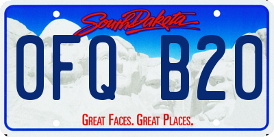 SD license plate 0FQB20