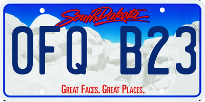 SD license plate 0FQB23