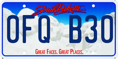 SD license plate 0FQB30