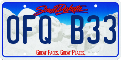 SD license plate 0FQB33