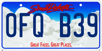 SD license plate 0FQB39