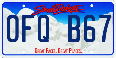 SD license plate 0FQB67