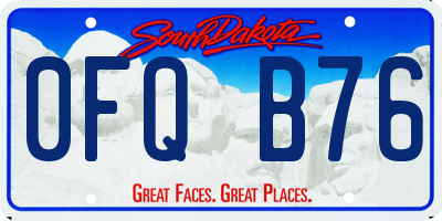 SD license plate 0FQB76