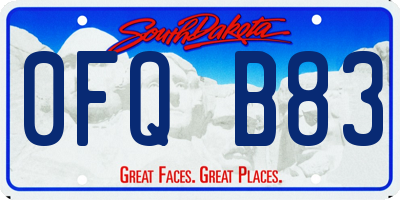SD license plate 0FQB83