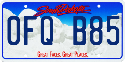 SD license plate 0FQB85