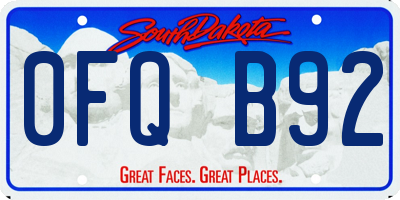SD license plate 0FQB92