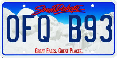 SD license plate 0FQB93