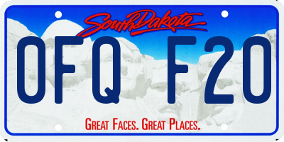 SD license plate 0FQF20