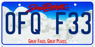SD license plate 0FQF33