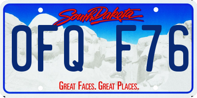 SD license plate 0FQF76