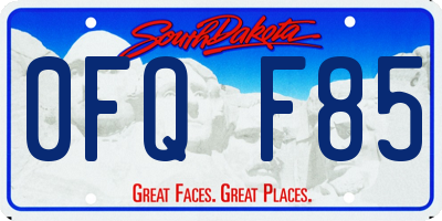 SD license plate 0FQF85