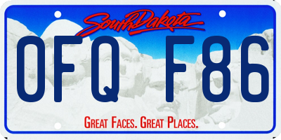 SD license plate 0FQF86